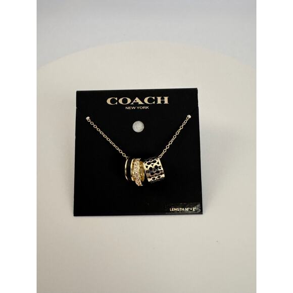 Coach Gold & Black Signature Enamel Necklace - Picture 4 of 7
